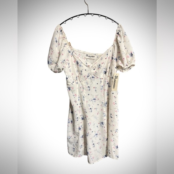 No Boundaries Dresses & Skirts - No Boundaries Floral Mini Dress - Cream and Pink
